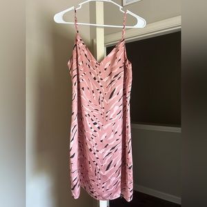 Storia animal print pink silk mini dress with small slit